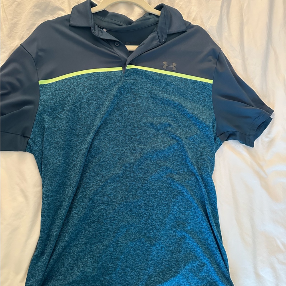 Under Armour men’s golf polo blue with stripe